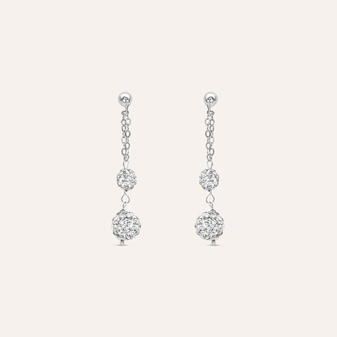 Orecchini Pendenti Christelle Oro Bianco Cristallo - Orecchini Pendenti Donna | Stroili