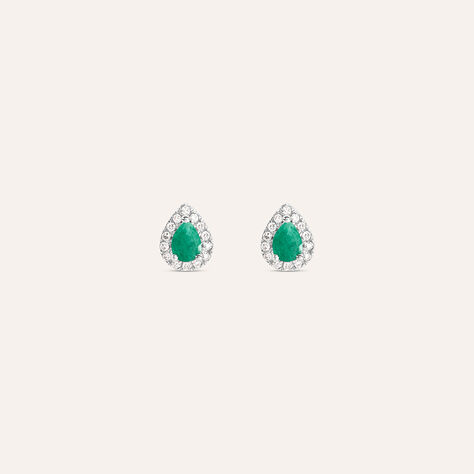 Orecchini Lobo Punto Luce Charlotte Oro Bianco Smeraldo Diamante - Orecchini a Lobo Donna | Stroili
