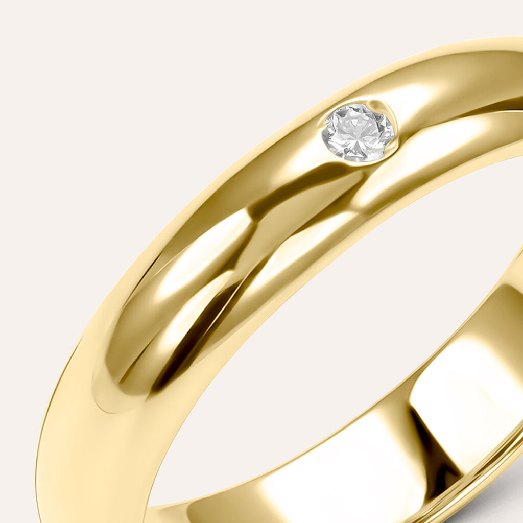 Fede Classica Leggera 4 mm Oro Giallo Diamante - Anelli con Incisione Unisex | Stroili