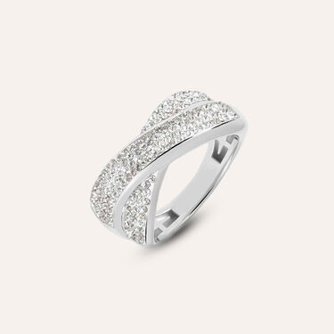 Anello Fascia Christelle Oro Bianco Cristallo
