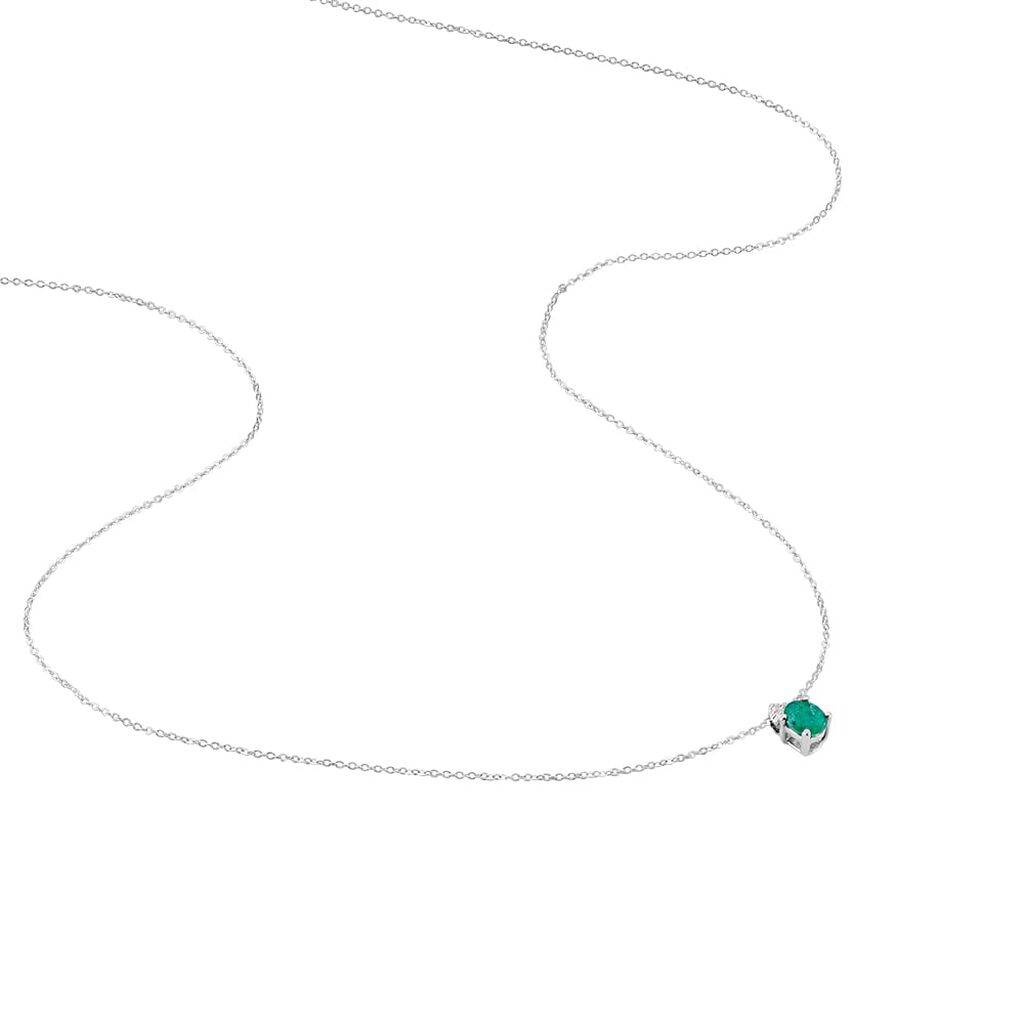 Collana Punto Luce Elizabeth Crown Oro Bianco Smeraldo Diamante - Collane Punto Luce Donna | Stroili