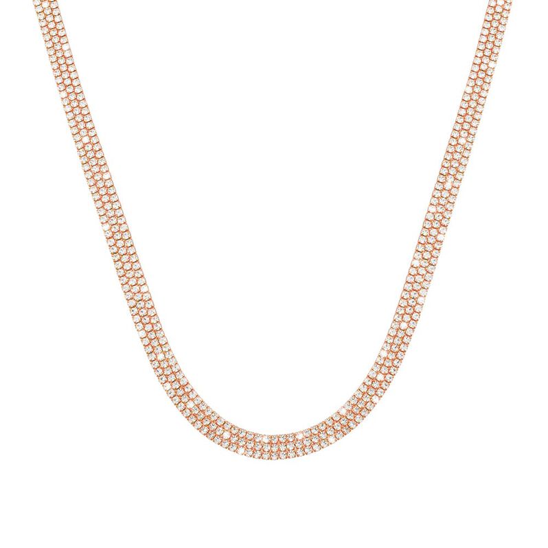 Collana multifilo in metallo rosato con strass - Collane Donna | Stroili