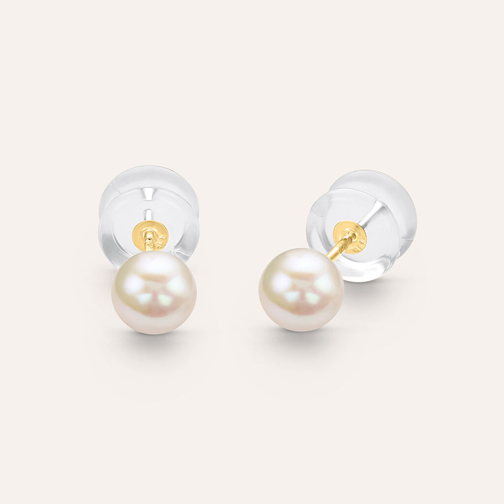 Orecchini Lobo Bon Ton Oro Giallo Perla D'Acqua Dolce