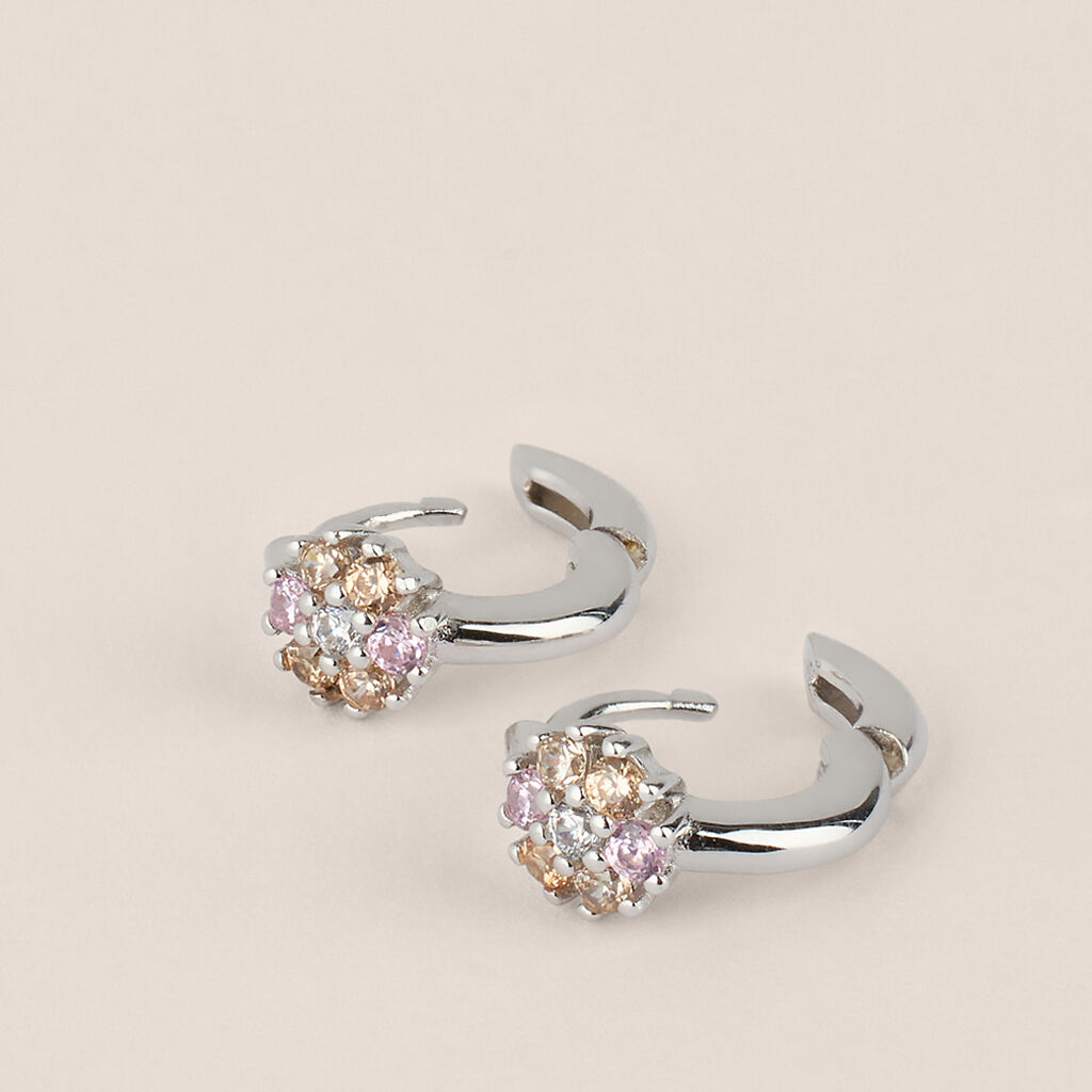 Orecchini A Cerchio Silver Baby Argento Rodiato Cubic Zirconia