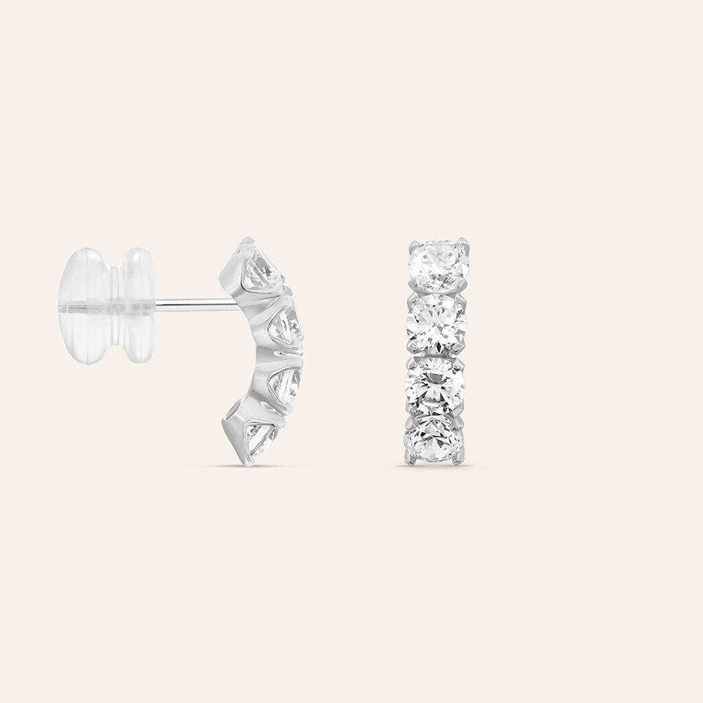 Orecchini Lobo Claire Oro Bianco Cubic Zirconia - Orecchini a Lobo Donna | Stroili