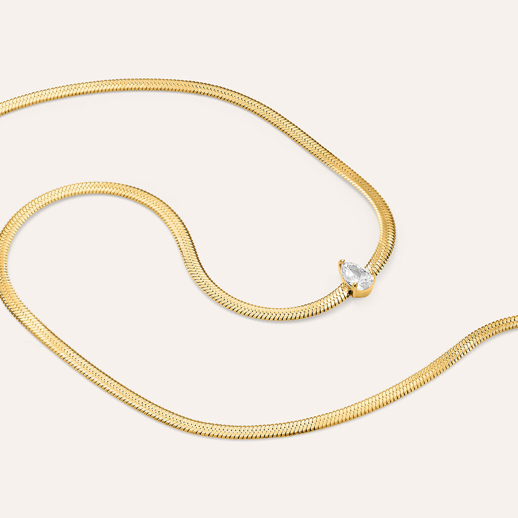 Collana Lady Code Acciaio Dorato Cristallo - Collane Donna | Stroili