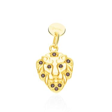 Charm leone in argento dorato con zirconi