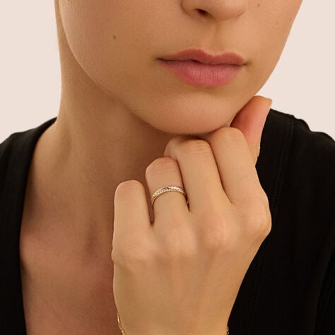 Fede Classica Diamantata 3.5 mm Oro Bicolore - Anelli con Incisione Donna | Stroili