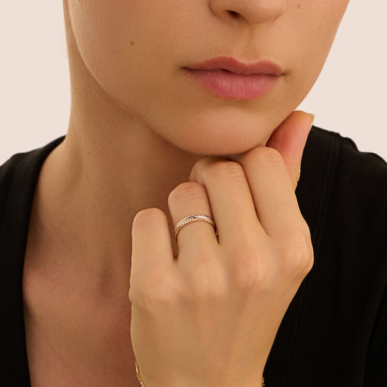 Fede Classica Diamantata 3.5 mm Oro Bicolore - Anelli con Incisione Donna | Stroili