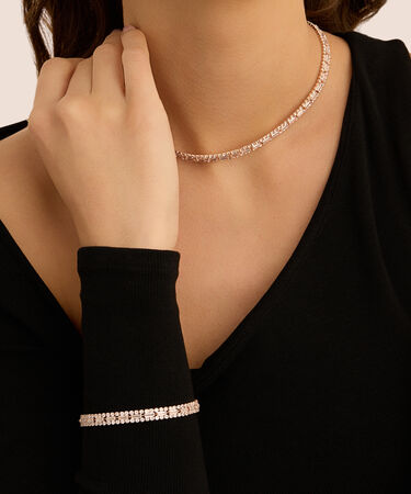 Collana Tennis Romantic Shine Metallo Rosa Cristallo