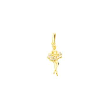 Ciondolo ballerina in oro giallo e zirconi