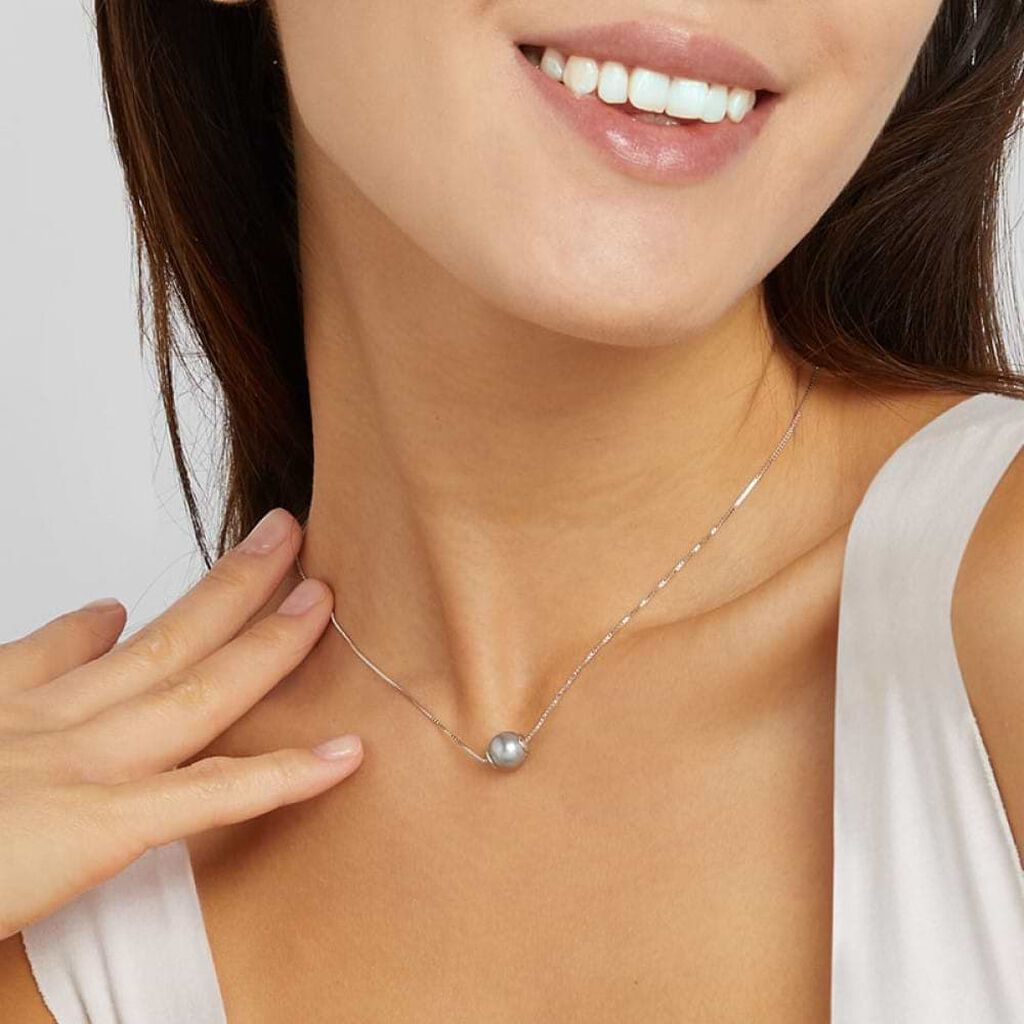 Girocollo in argento rodiato e perla - Collane Donna | Stroili