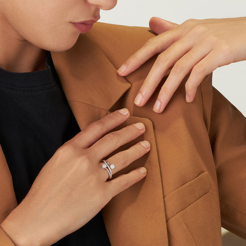Anello Fantasia Petali Oro Bianco Diamante - Anelli con Pietre Donna | Stroili