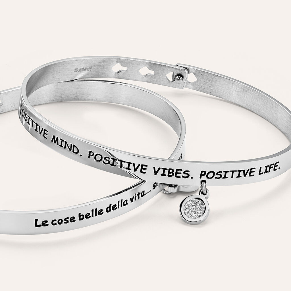 Bangle Lady Message Acciaio Cristallo - Bracciali Rigidi Donna | Stroili