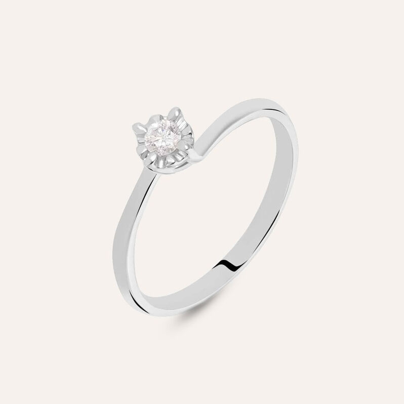 Anello Solitario Valentino Diamazing Oro Bianco Diamante - Anelli con Pietre Donna | Stroili