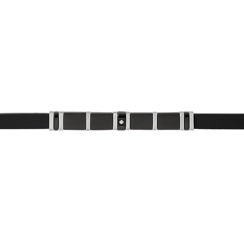Bracciale Man Code Acciaio Bicolore Bianco / Nero Cubic Zirconia - Bracciali Uomo | Stroili