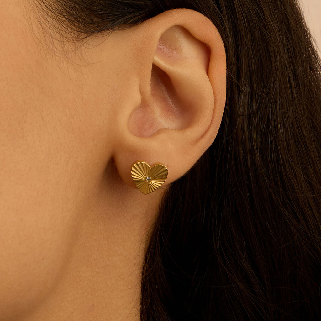 Orecchini Lobo Radiance Acciaio Dorato Cristallo