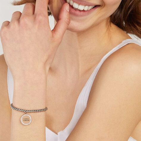 Bracciale Lady Message Acciaio Bicolore Bianco / Rosa Cristallo - Bracciali con Incisione Donna | Stroili