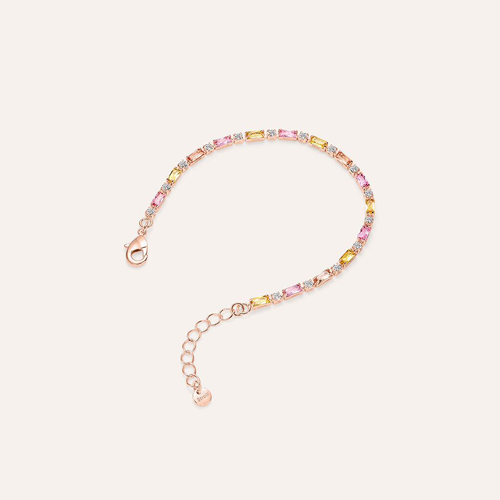 Bracciale Tennis Romantic Shine Ottone Rosa Cristallo - Bracciali Tennis Donna | Stroili