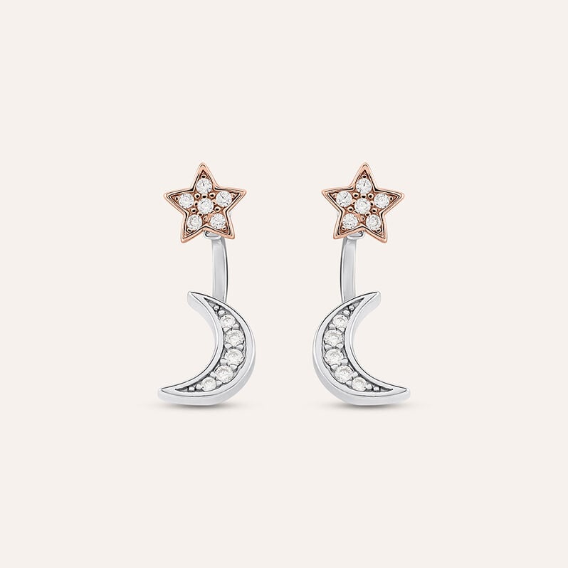 Orecchini Lobo Silver Moments Argento Bicolore Bianco / Rosa Cubic Zirconia - Orecchini a Lobo Donna | Stroili