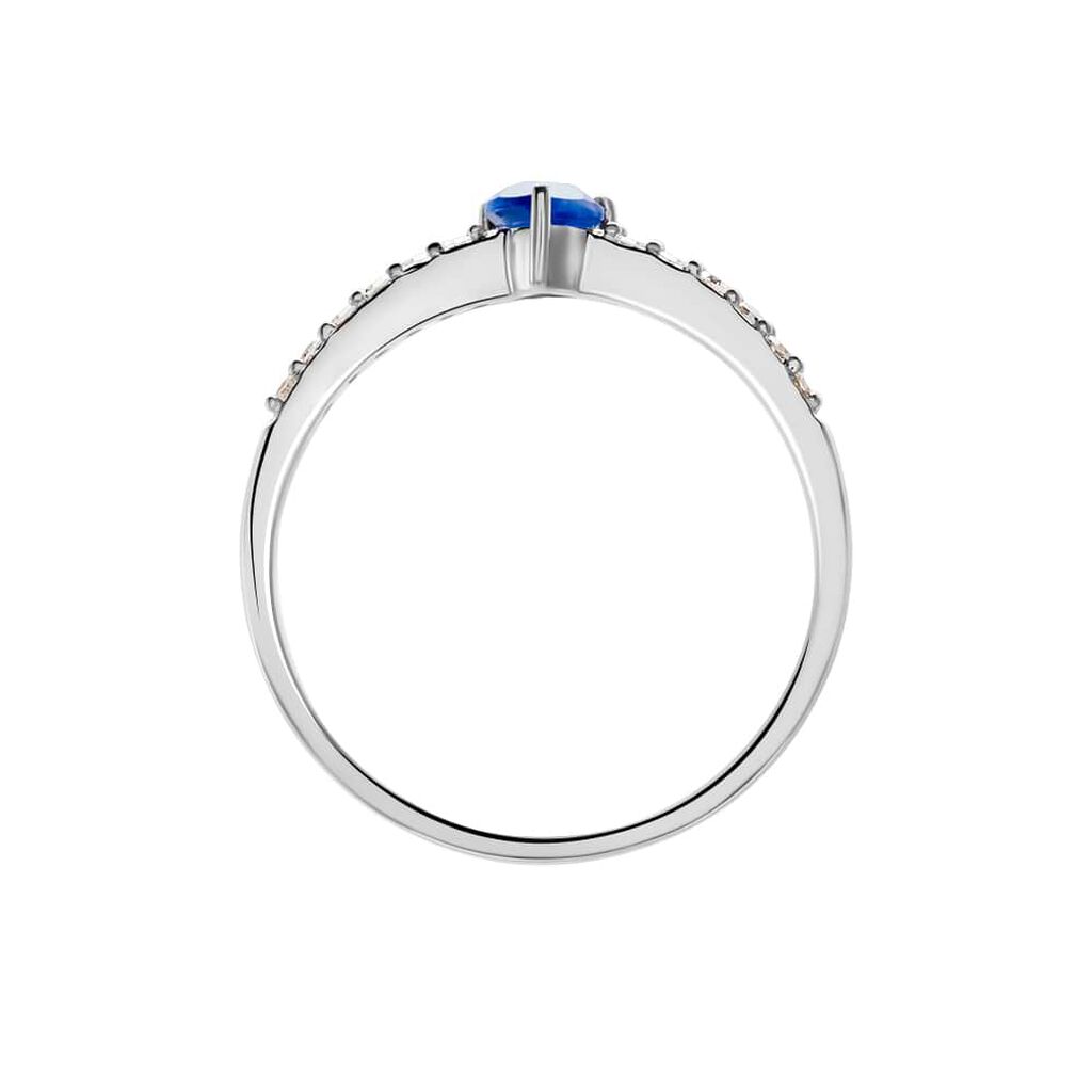 Anello Solitario Charlotte Oro Bianco Zaffiro Diamante - Anelli con Pietre Donna | Stroili