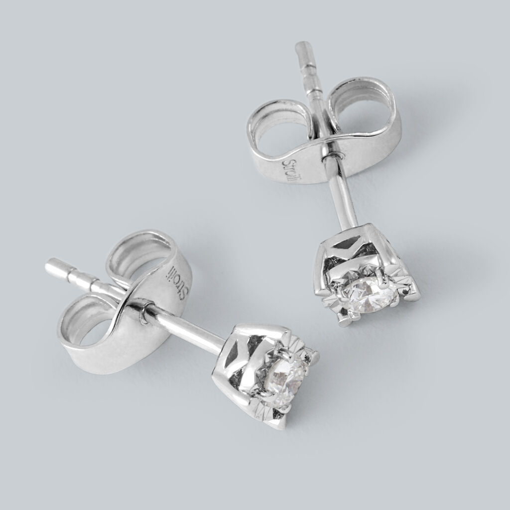 Orecchini Lobo Punto Luce Diamotion Oro Bianco Diamante - Orecchini a Lobo Donna | Stroili