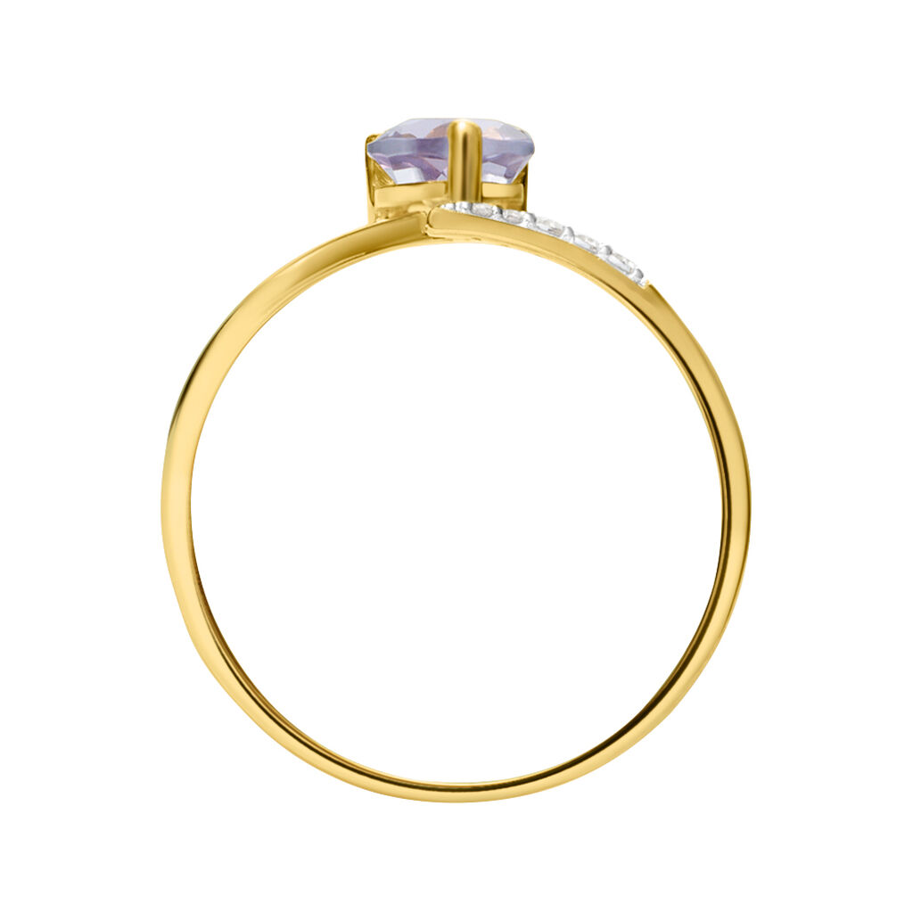Anello Solitario Amélie Oro Giallo Ametista Cubic Zirconia - Anelli con Pietre Donna | Stroili