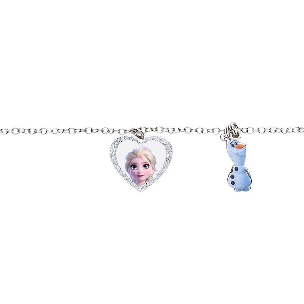 Bracciale con pendente cuore Elsa e Olaf in argento e glitter - Bracciali Bambino | Stroili