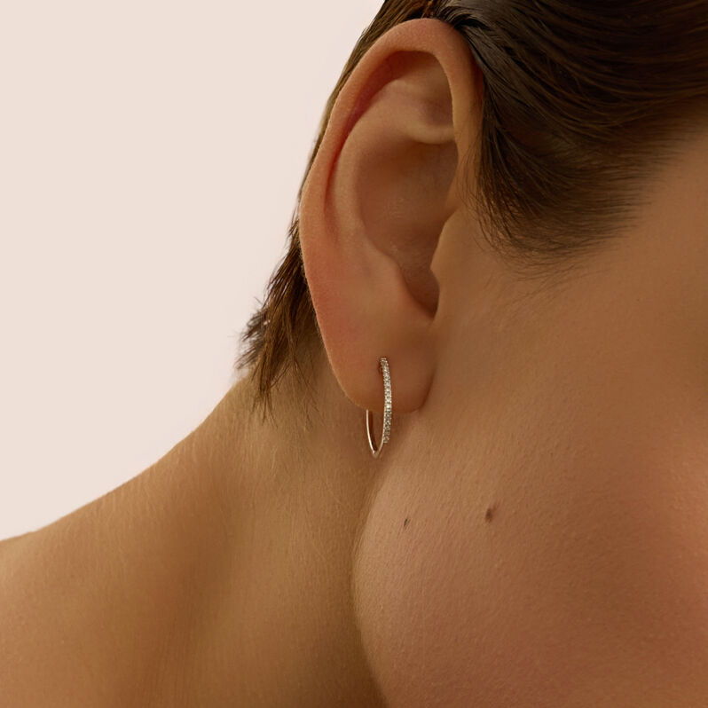 Orecchini A Cerchio Grace Oro Bianco Diamante - Orecchini a Cerchio Donna | Stroili