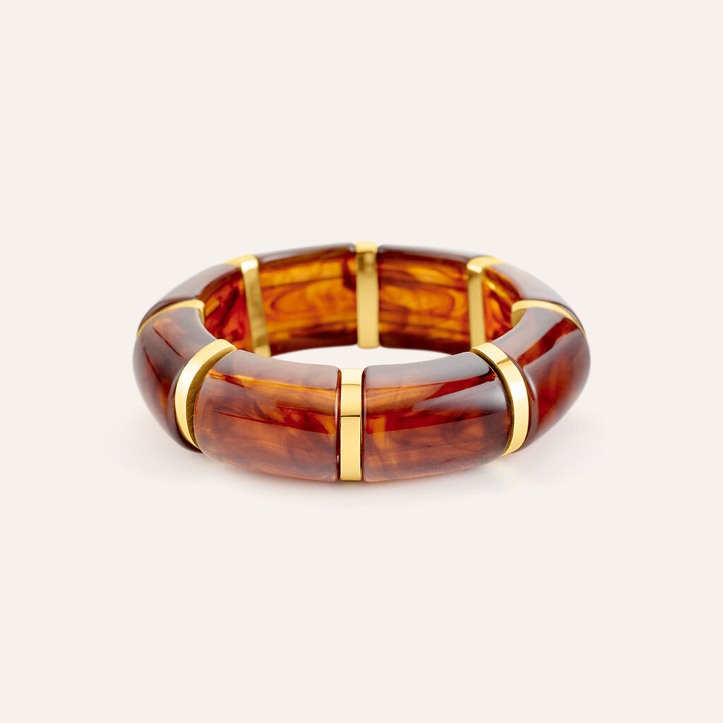 Bangle Elastico Radiance Acciaio Dorato Acrilico Marrone