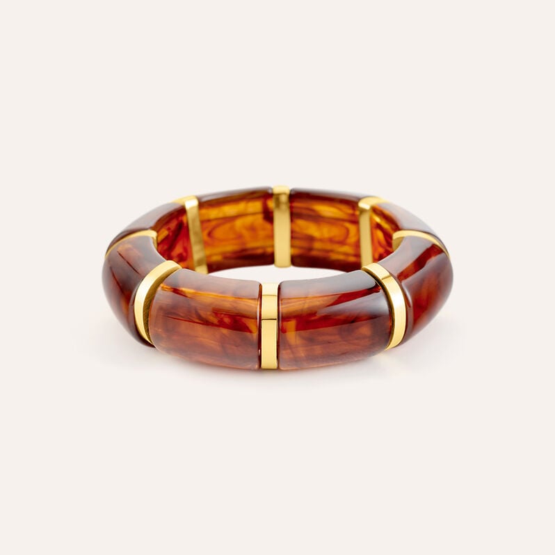Bangle Elastico Radiance Acciaio Dorato Acrilico Marrone - Bracciali Rigidi Donna | Stroili