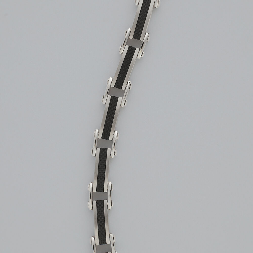 Bracciale Man Code Acciaio Bicolore Bianco / Nero Cristallo