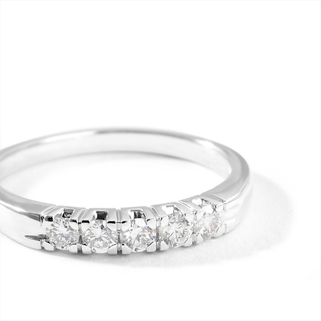 Anello Riviere Firmamenti Oro Bianco Diamante