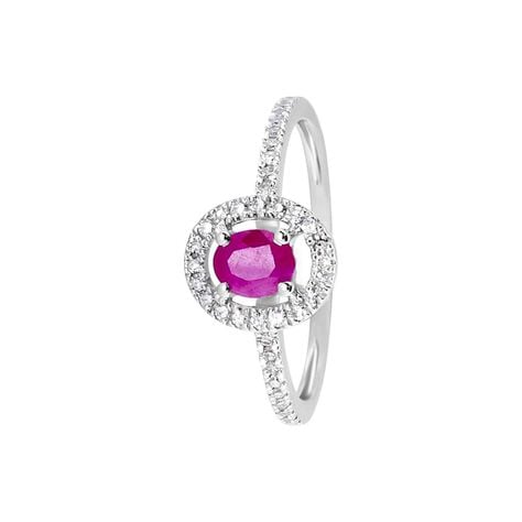 Anello Solitario Elizabeth Crown Oro Bianco Rubino Diamante - Anelli con Pietre Donna | Stroili