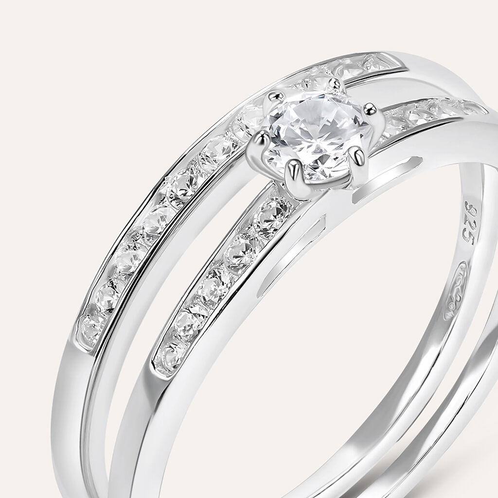 Anello Solitario Silver Elegance Argento Rodiato Cubic Zirconia