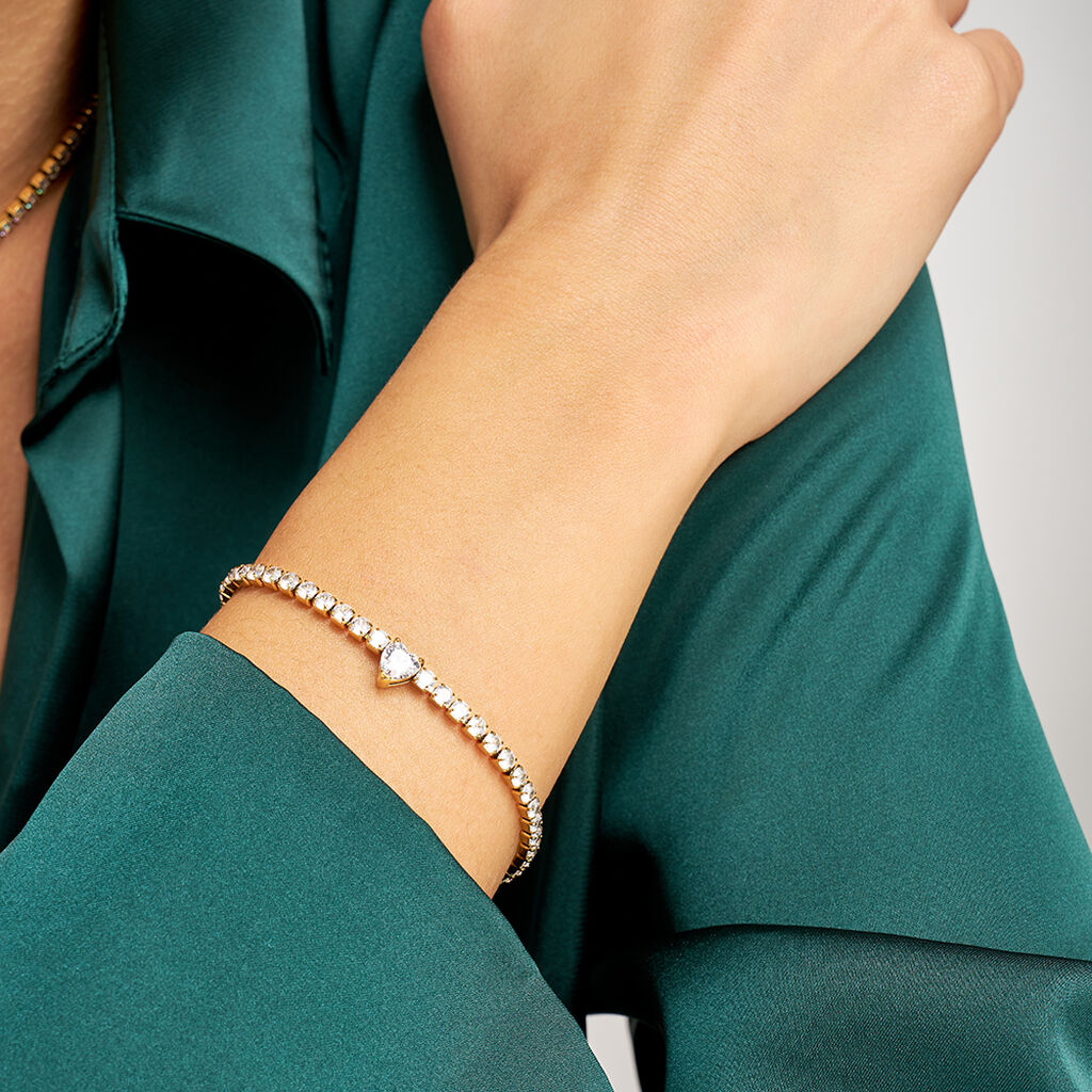 Bracciale Aura Acciaio Dorato Cristallo