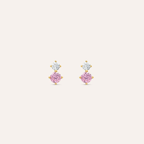 Orecchini Lobo Doppio Punto Luce Claire Oro Giallo Cubic Zirconia - Orecchini a Lobo Donna | Stroili