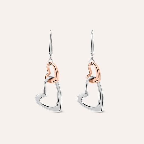 Orecchini Pendenti Lady Code Acciaio Bicolore Bianco / Rosa - Orecchini Pendenti Donna | Stroili