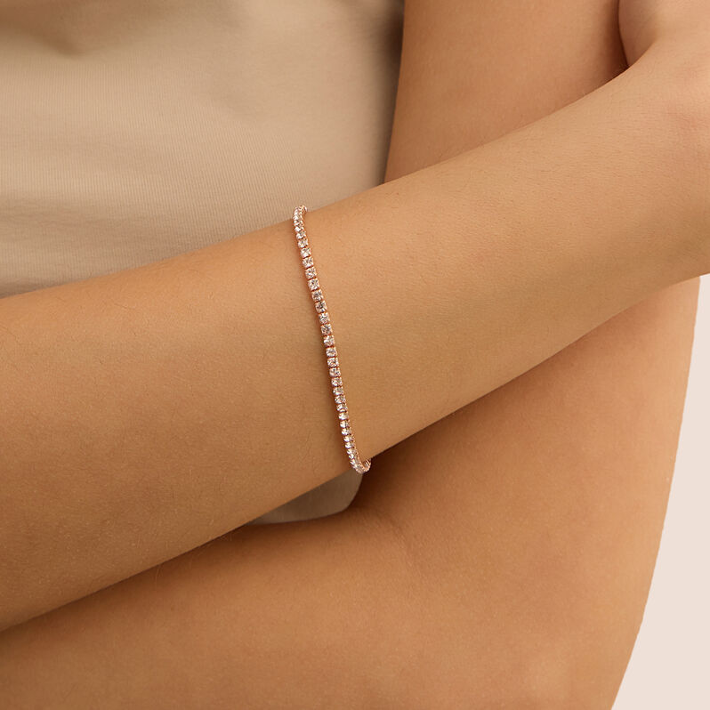 Bracciale Tennis Romantic Shine Metallo Rosa Cristallo - Bracciali Tennis Donna | Stroili