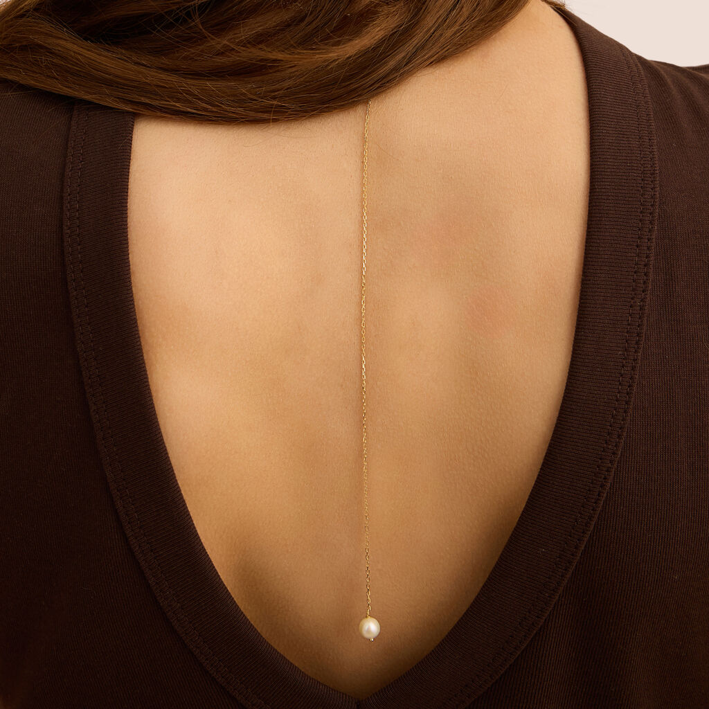 Pendente per la Schiena Beverly Oro Giallo Perla D'Acqua Dolce