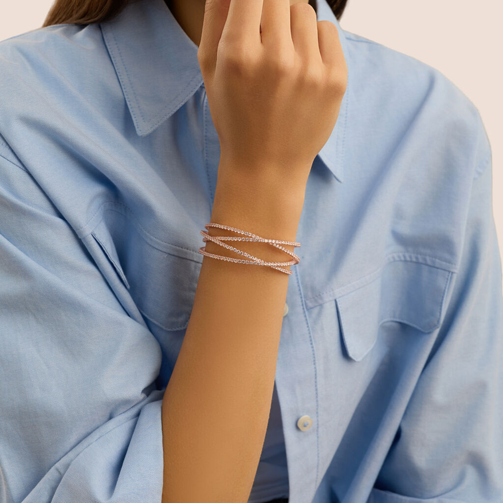 Bangle Romantic Shine Metallo Rosa Cristallo