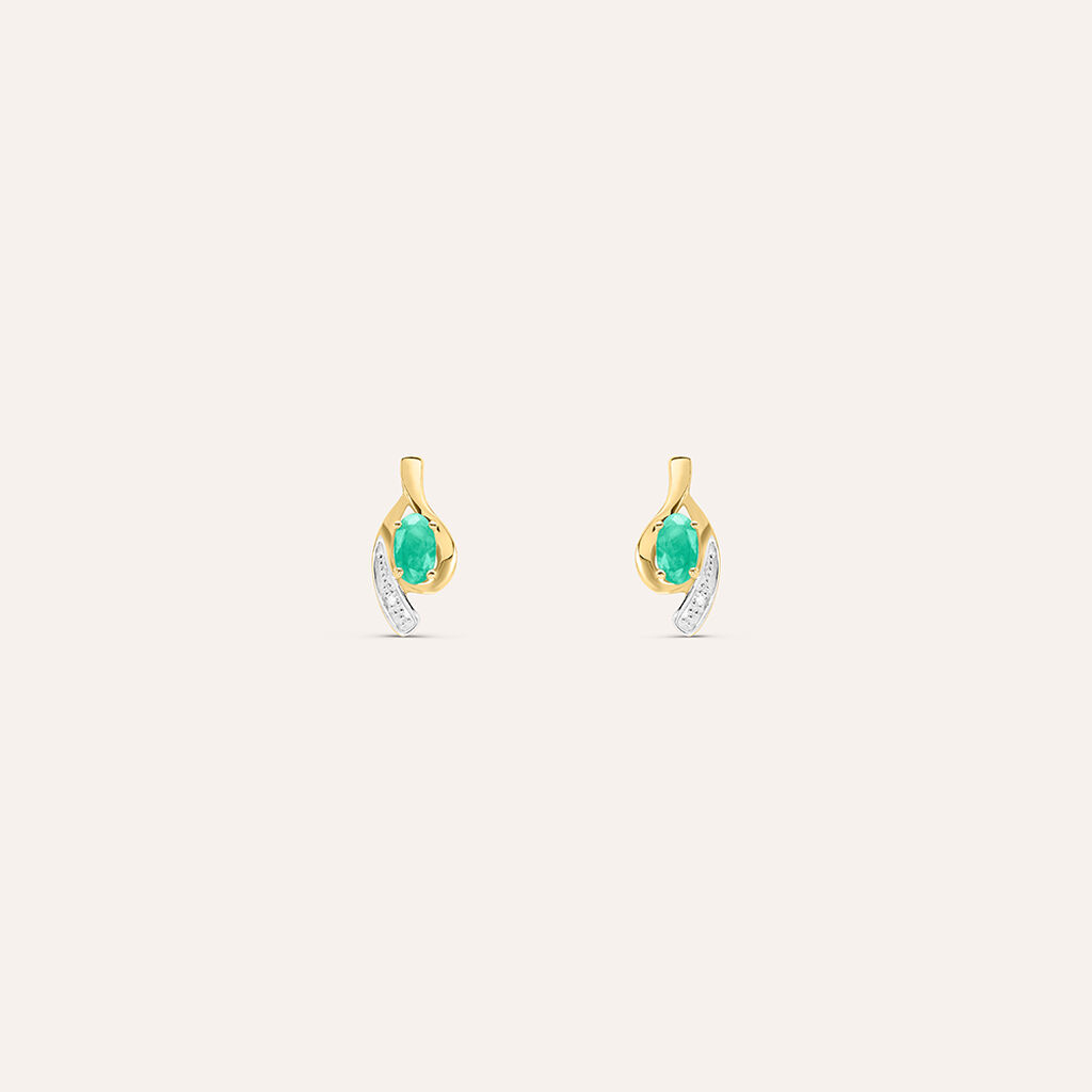 Orecchini Lobo Charlotte Oro Bicolore Smeraldo Diamante - Orecchini a Lobo Donna | Stroili