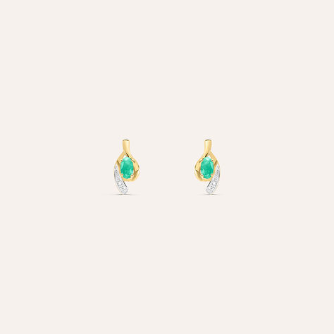 Orecchini Lobo Charlotte Oro Bicolore Smeraldo Diamante - Orecchini a Lobo Donna | Stroili