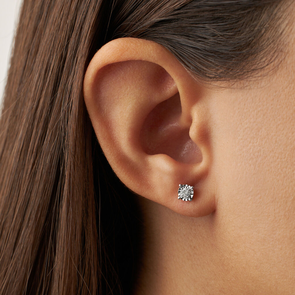 Orecchini Lobo Punto Luce Diamotion Oro Bianco Diamante - Orecchini a Lobo Donna | Stroili