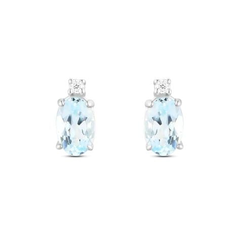 Orecchini Lobo Punto Luce Acquamarina Oro Bianco Acquamarina Diamante - Orecchini a Lobo Donna | Stroili