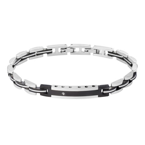 Bracciale Man Code Acciaio Bicolore Bianco / Nero Cubic Zirconia - Bracciali Uomo | Stroili