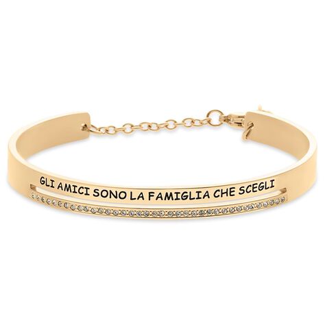 Bangle Lady Message Acciaio Dorato Cristallo - Bracciali Rigidi Donna | Stroili