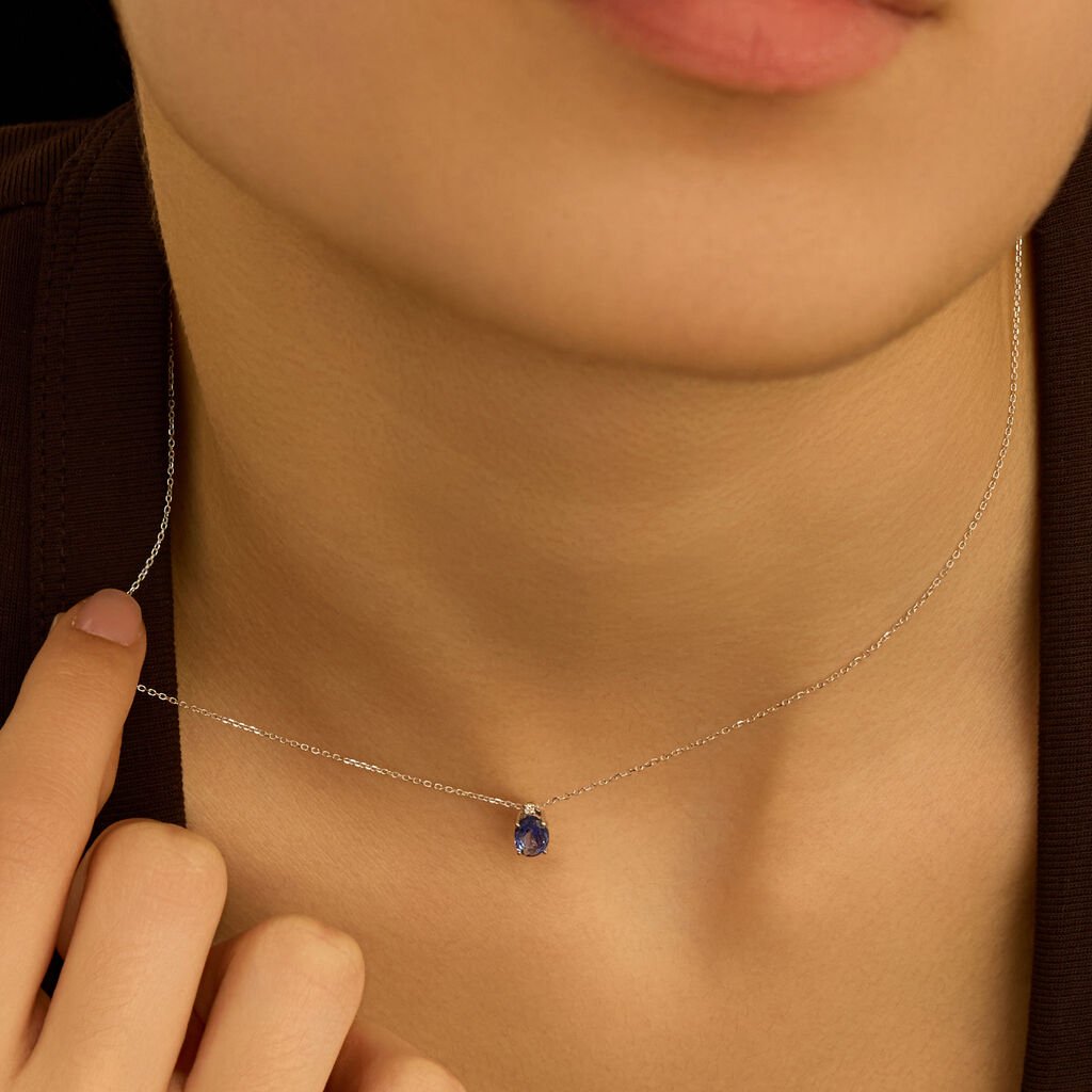 Collana Punto Luce Jasmine Oro Bianco Tanzanite Diamante