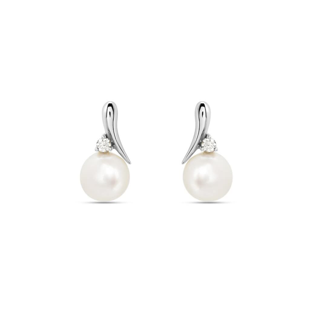 Orecchini Lobo Gabrielle Precious Oro Bianco Perla D'Acqua Dolce Diamante - Orecchini a Lobo Donna | Stroili