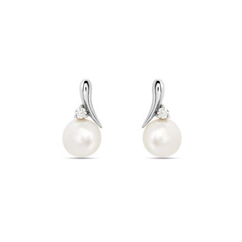 Orecchini Lobo Gabrielle Precious Oro Bianco Perla D'Acqua Dolce Diamante - Orecchini a Lobo Donna | Stroili